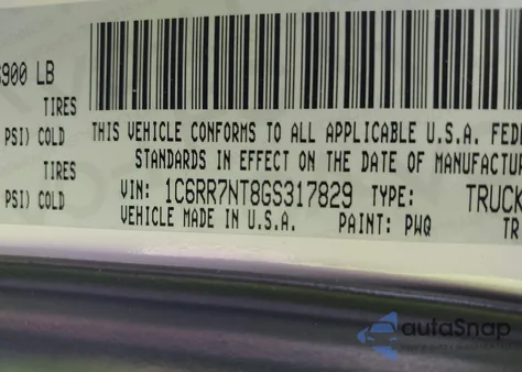 2016 Ram 1500 Laramie z USA, uszkodzony, nr VIN 1C6RR7NT8GS317829